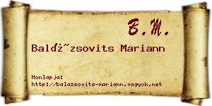 Balázsovits Mariann névjegykártya