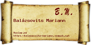 Balázsovits Mariann névjegykártya